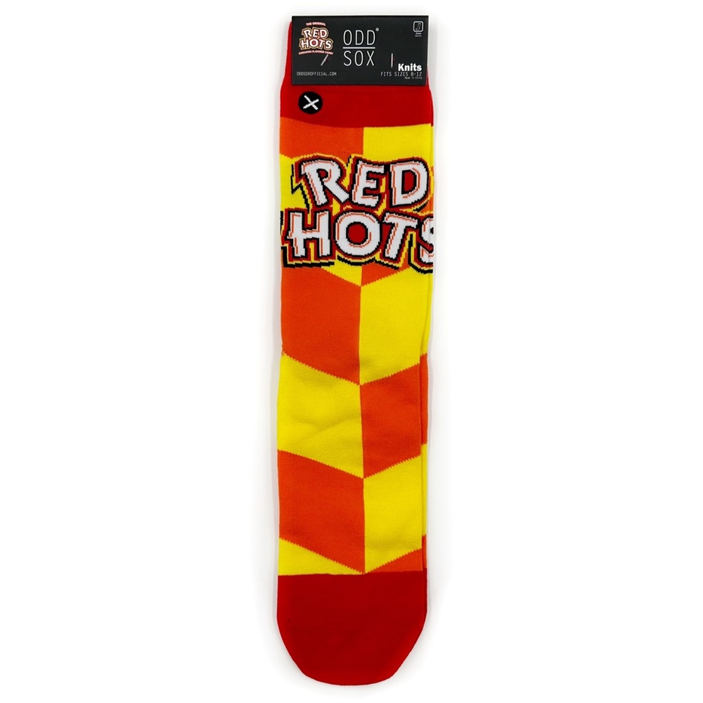 Odd Sox Red Hots Candy Crew Socks Mens Womens Fun Novelty Gift Red Yellow